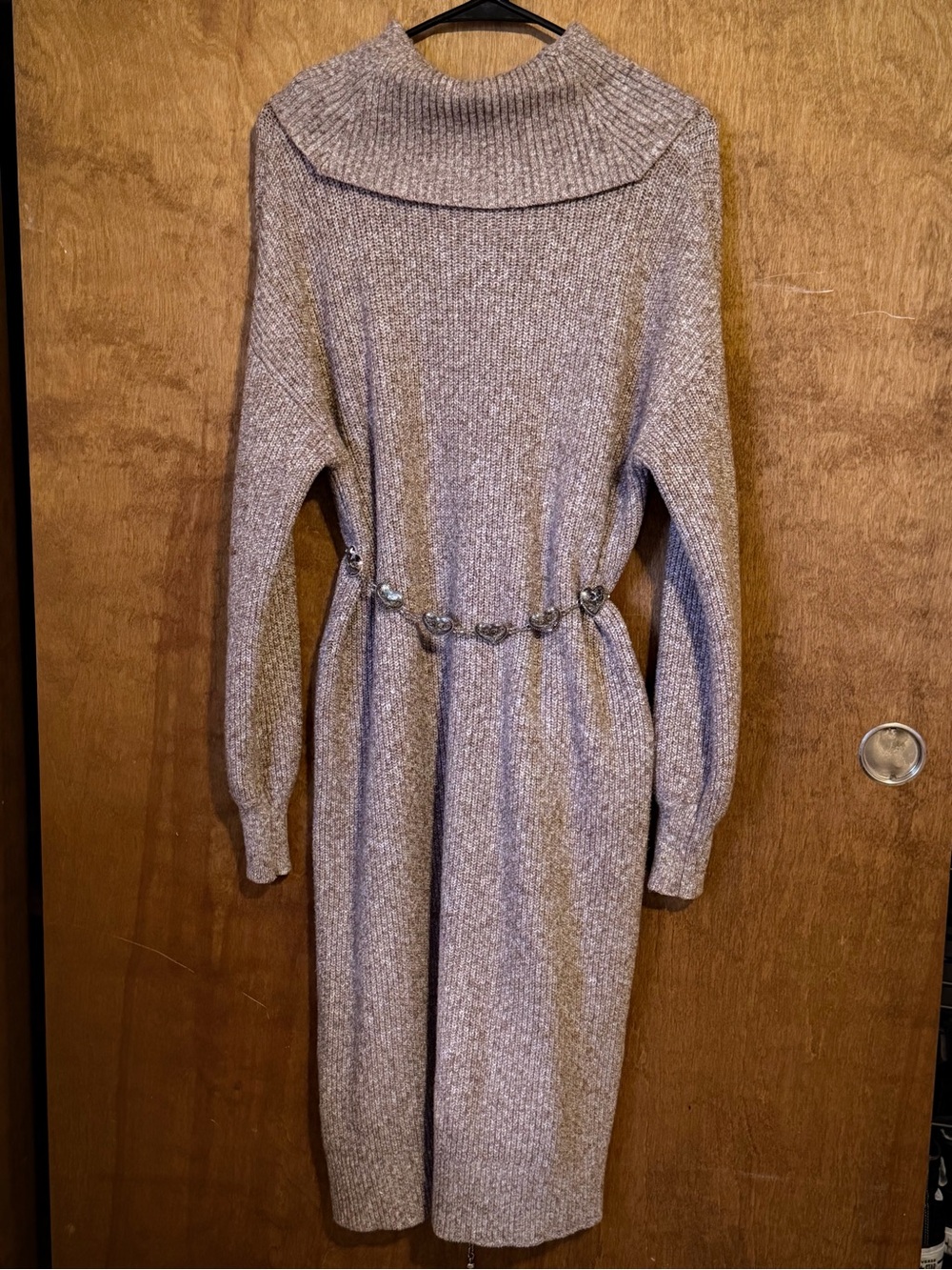 Caslon Taupe Ribbed Knit Long Sleeve Midi Dress